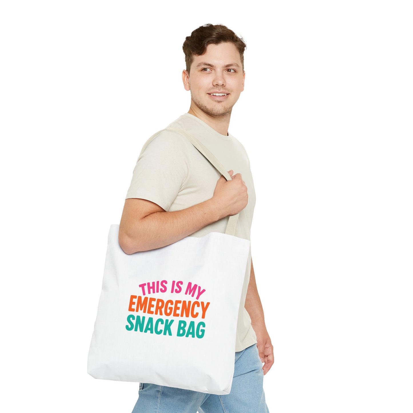 Snack Emergency Tote Bag — "This Is My Emergency Snack Bag" Cute Grocery/Everyday Carry (Social Work/Mental Health)