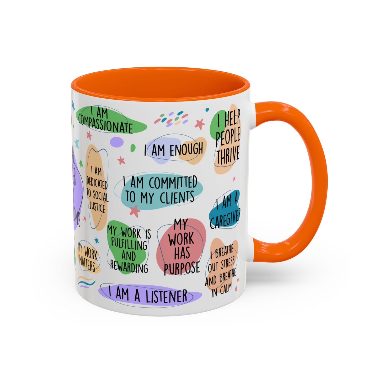 Social Worker Daily Affirmations Accent Coffee Mug — Inspirational -15oz