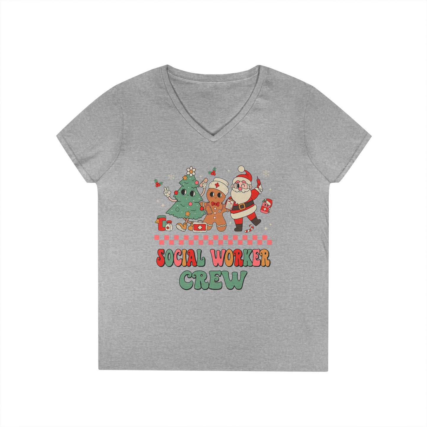 Social Worker Crew Christmas V-Neck Tee