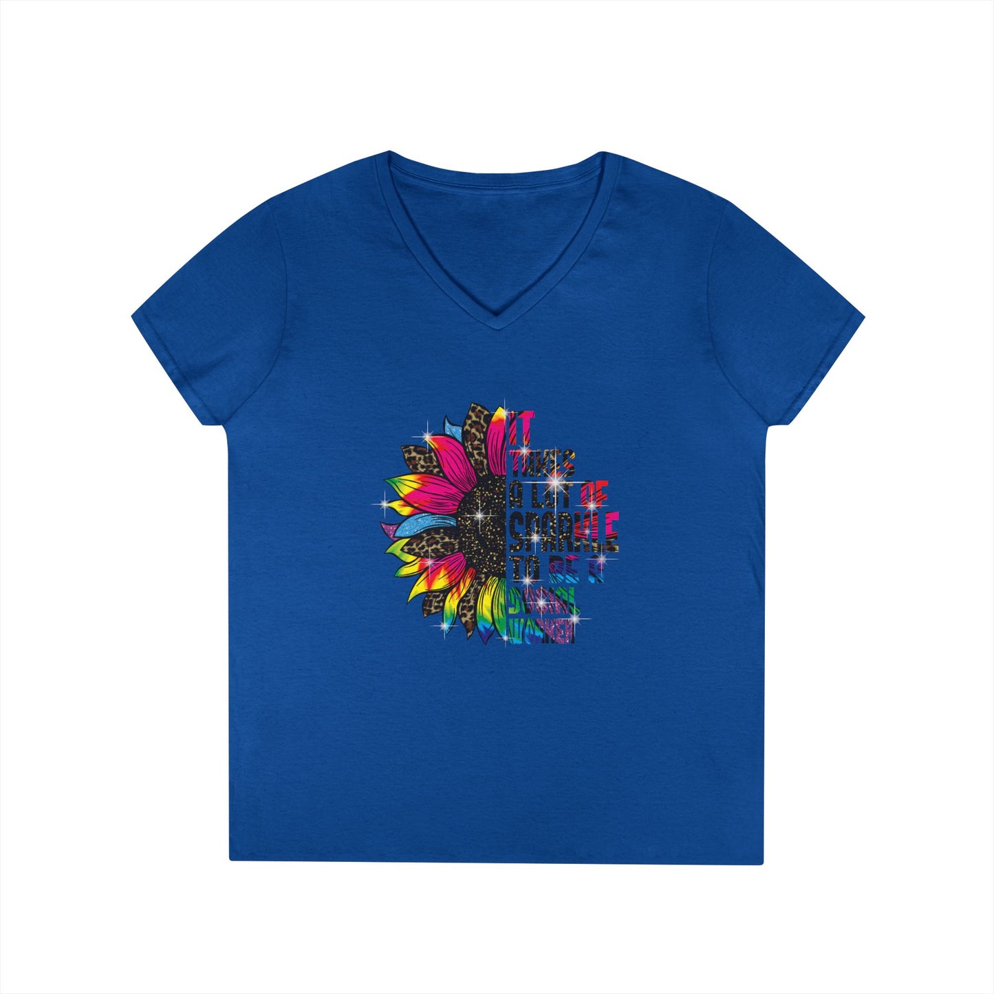 Social Worker V-Neck T-Shirt - "It Takes A Lot Of Sparkle To Be A Social Worker" Colorful Floral Design