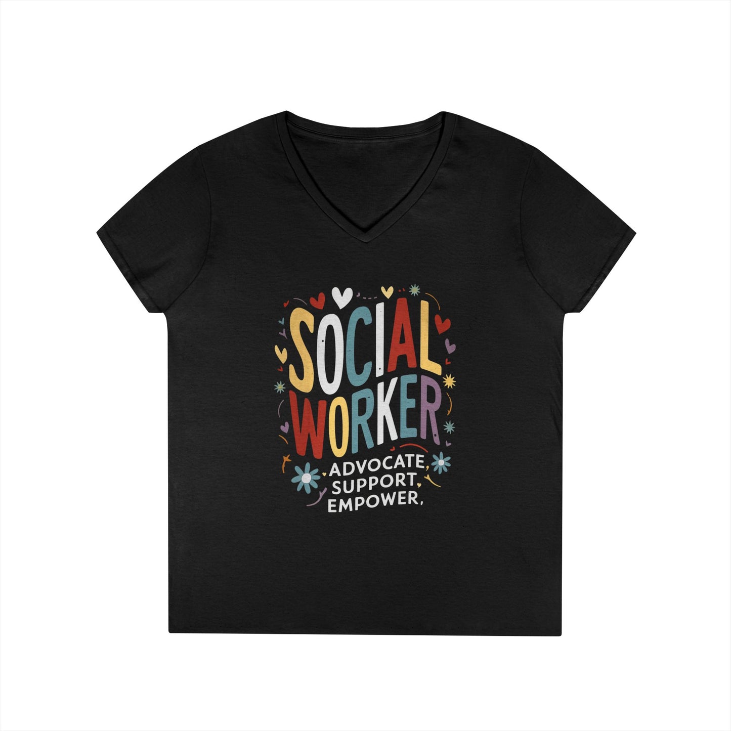 Social Worker V-Neck T-Shirt — Advocate, Support, Empower
