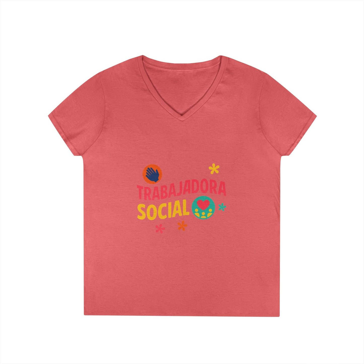 Trabajadora Social V-Neck Tee — Spanish Social Worker T-Shirt, Colorful Empowerment Gift