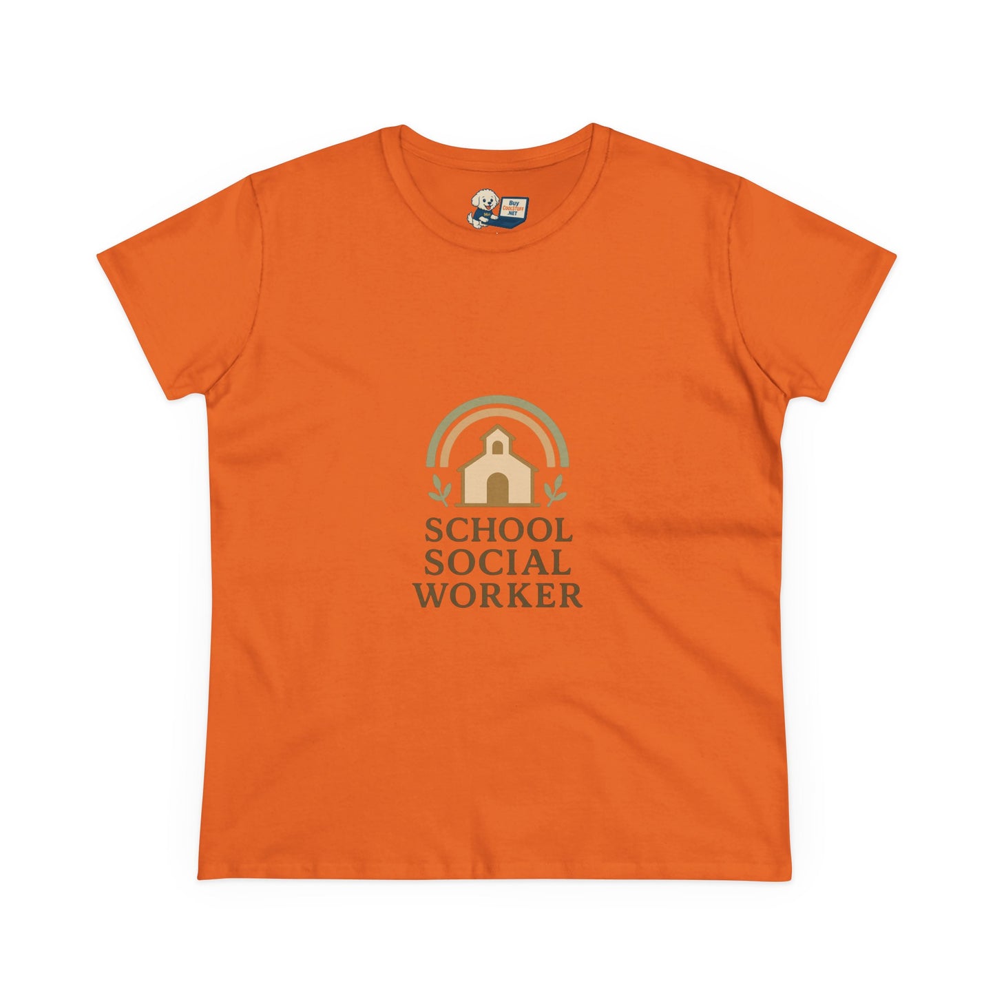 School Social Worker with Earth Tone Logo -Women's Midweight Cotton T-Shirt
