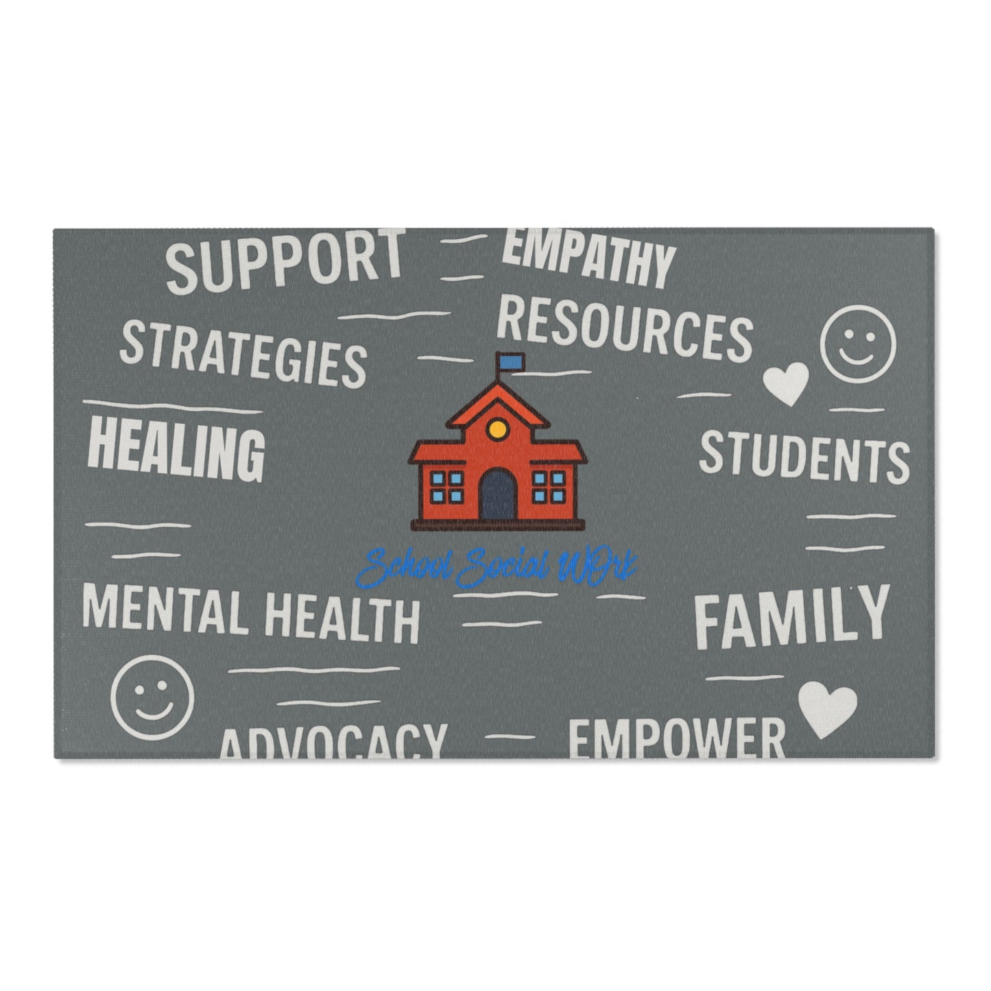 School Social Work Inspirational Area Rug - Charcoal With Logo