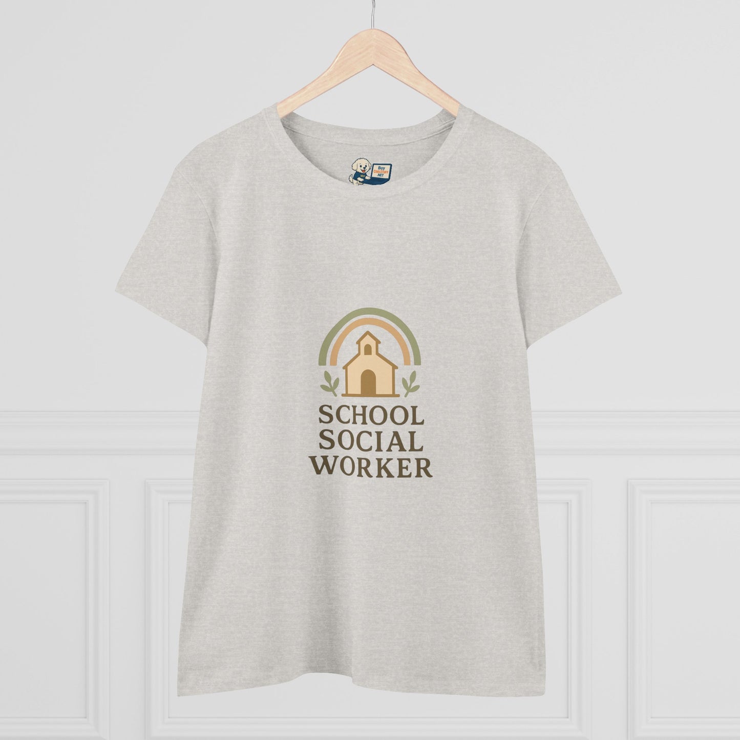 School Social Worker with Earth Tone Logo -Women's Midweight Cotton T-Shirt