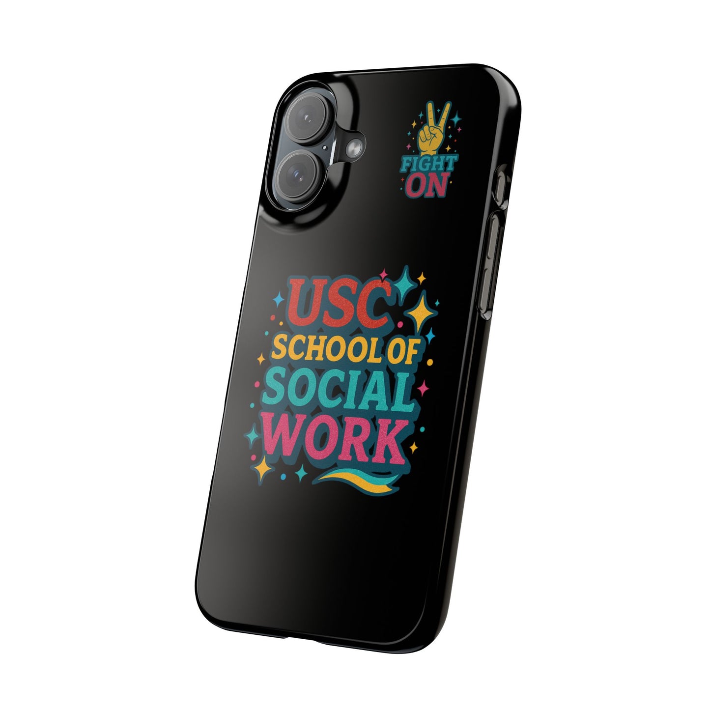USC Trojans Slim I-Phone Case - School of Social Work - Glitter Style (Black)