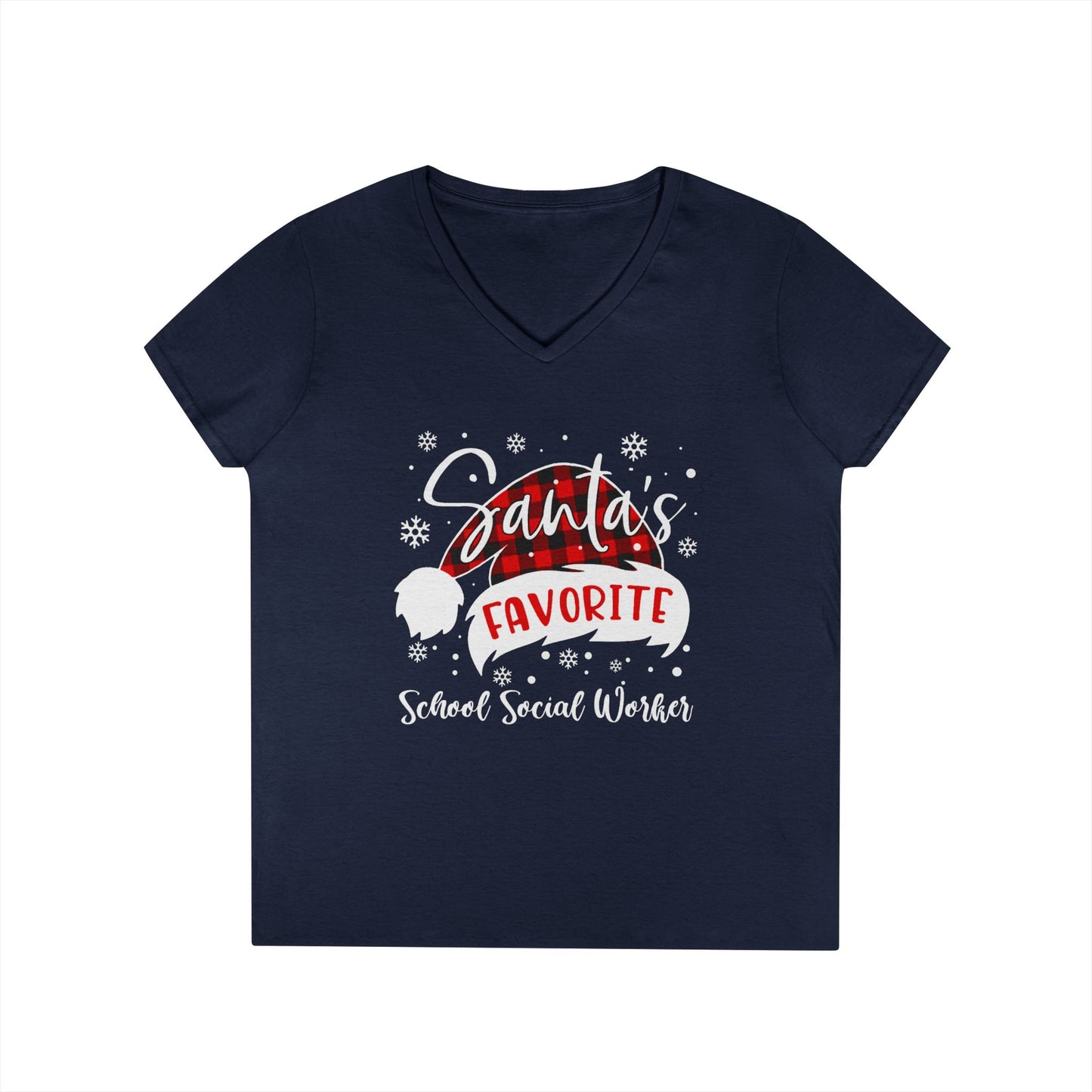 Santa's Favorite School Social Worker V-Neck Tee - Holiday Edition