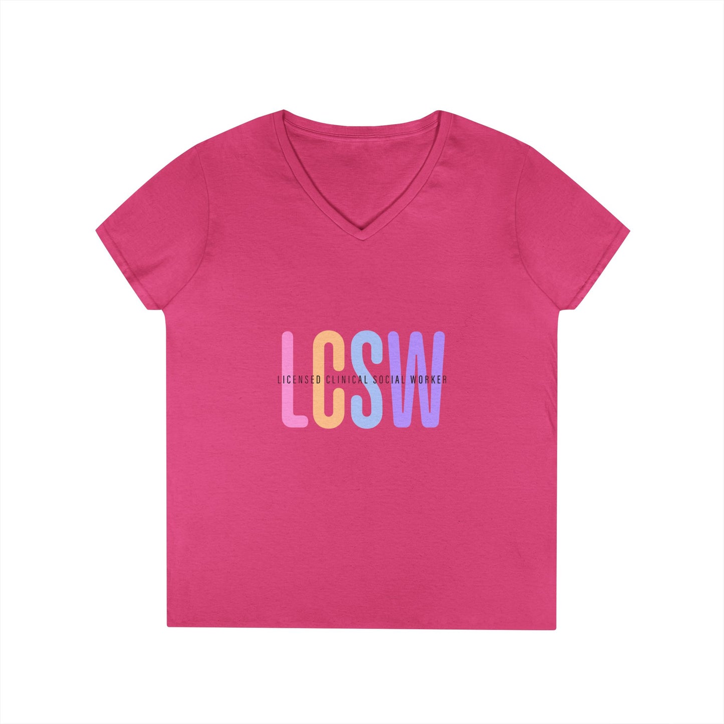 LGBTQ+ Pride Pastel Ombre 'LCSW' V‑Neck Tee — Pride Shirt