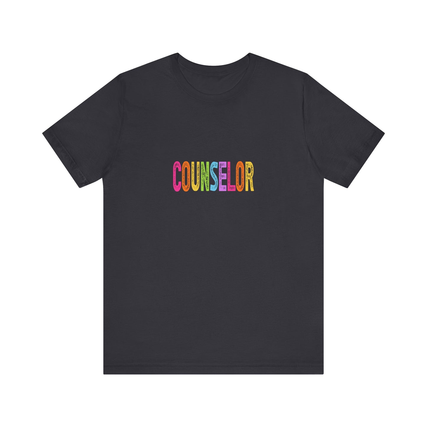 (Unisex) Counselor Rainbow Tee — Pastel 'COUNSELOR' Short Sleeve Shirt