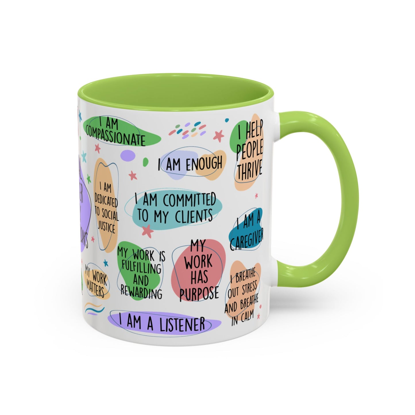 Social Worker Daily Affirmations Accent Coffee Mug — Inspirational -15oz
