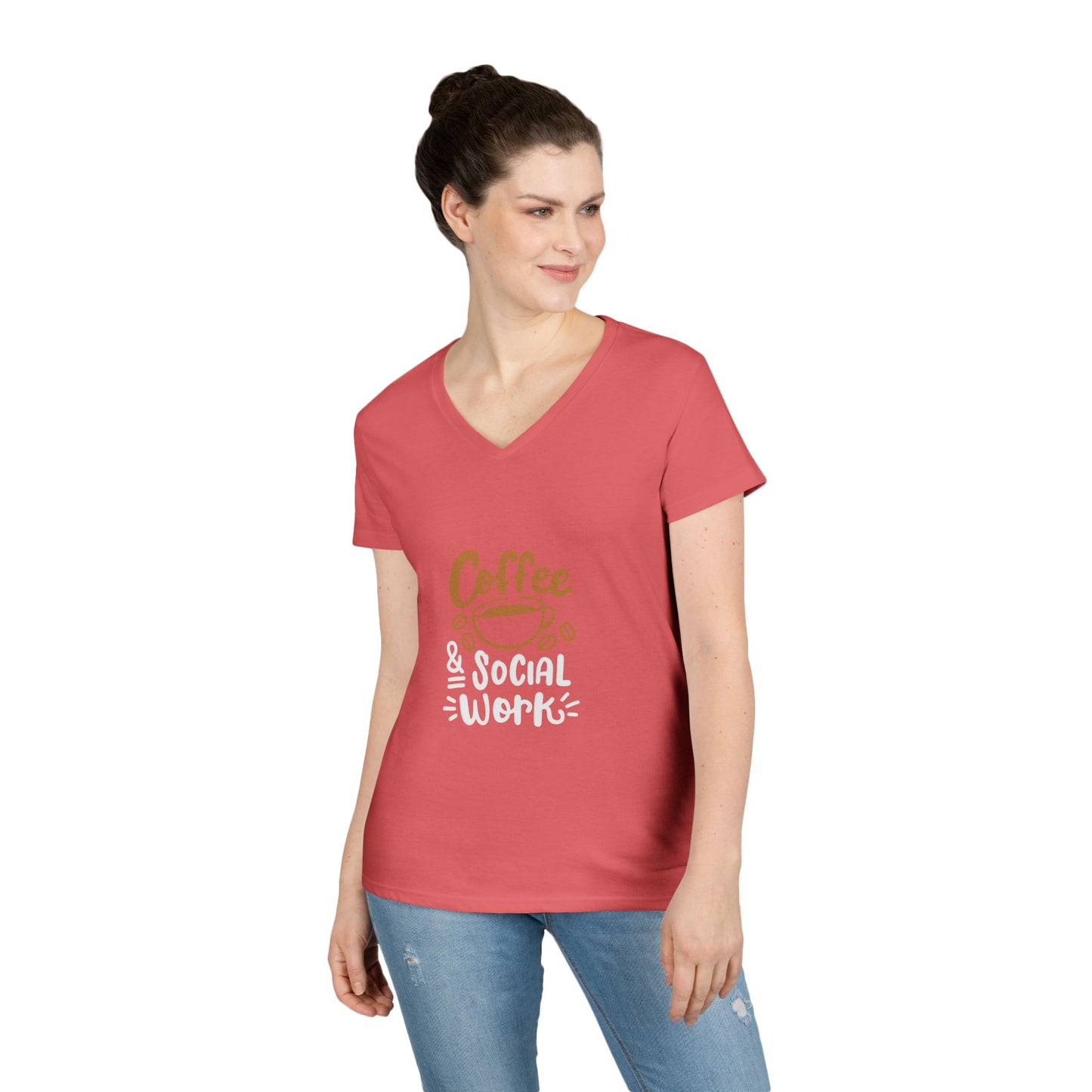 Coffee & Social Work V-Neck Tee — Funny Social Worker Shirt