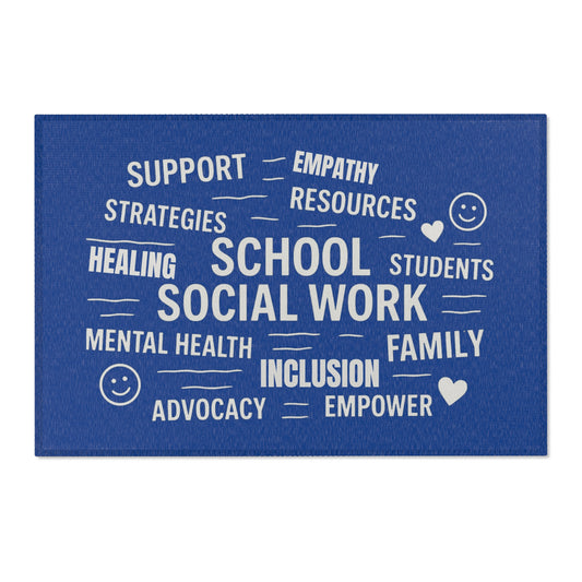 School Social Work Inspirational Area Rug - Royal Blue