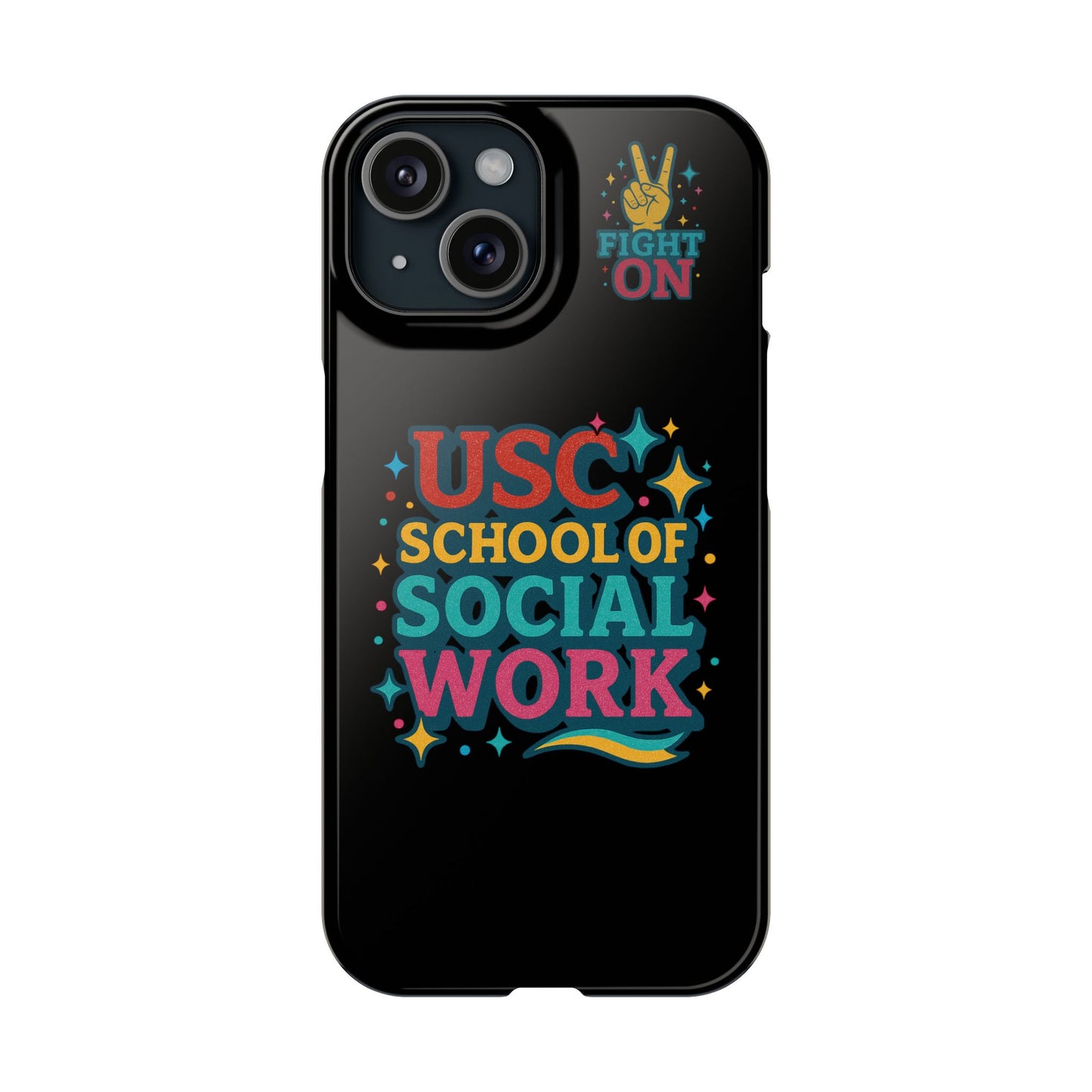 USC Trojans Slim I-Phone Case - School of Social Work - Glitter Style (Black)