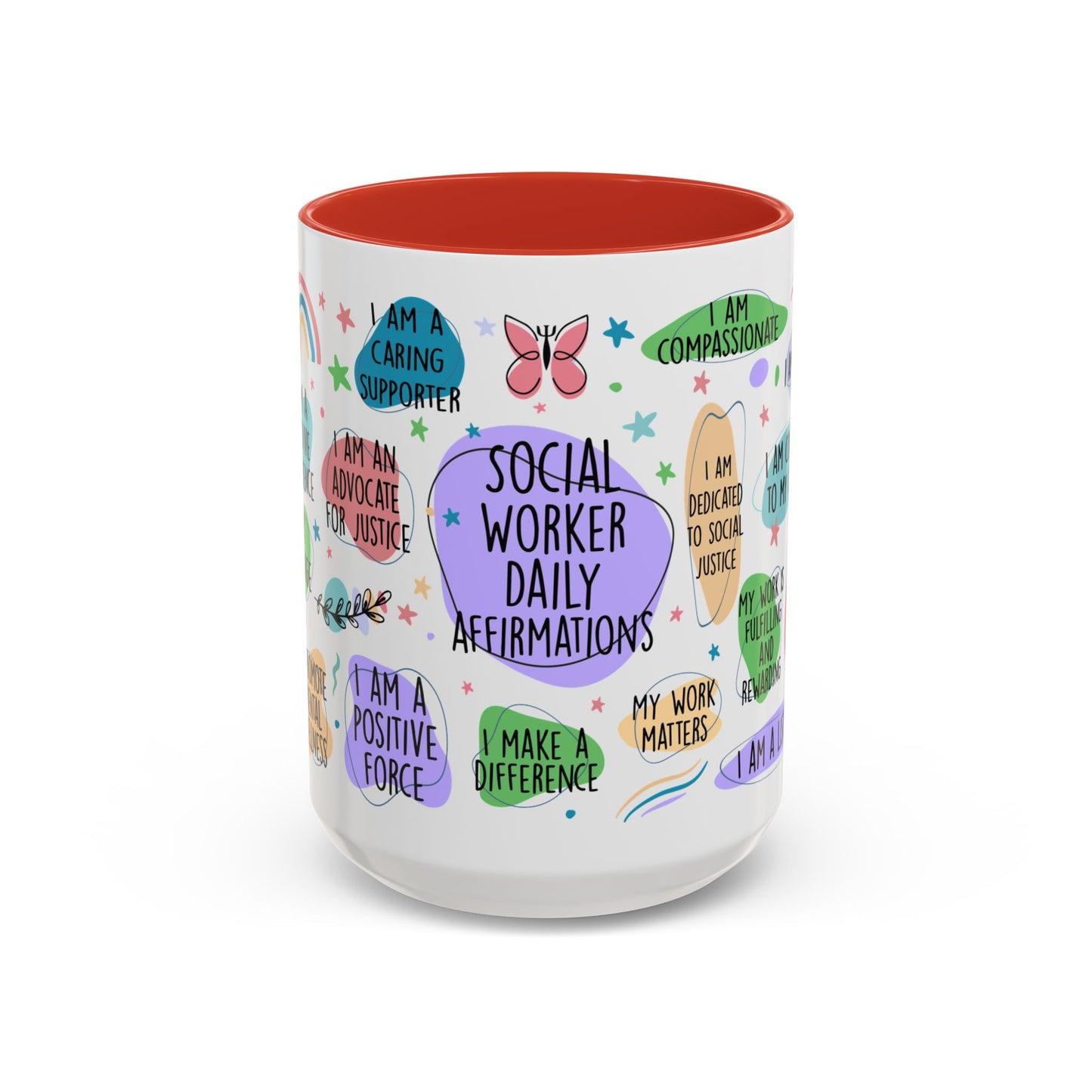 Social Worker Daily Affirmations Accent Coffee Mug — Inspirational -15oz