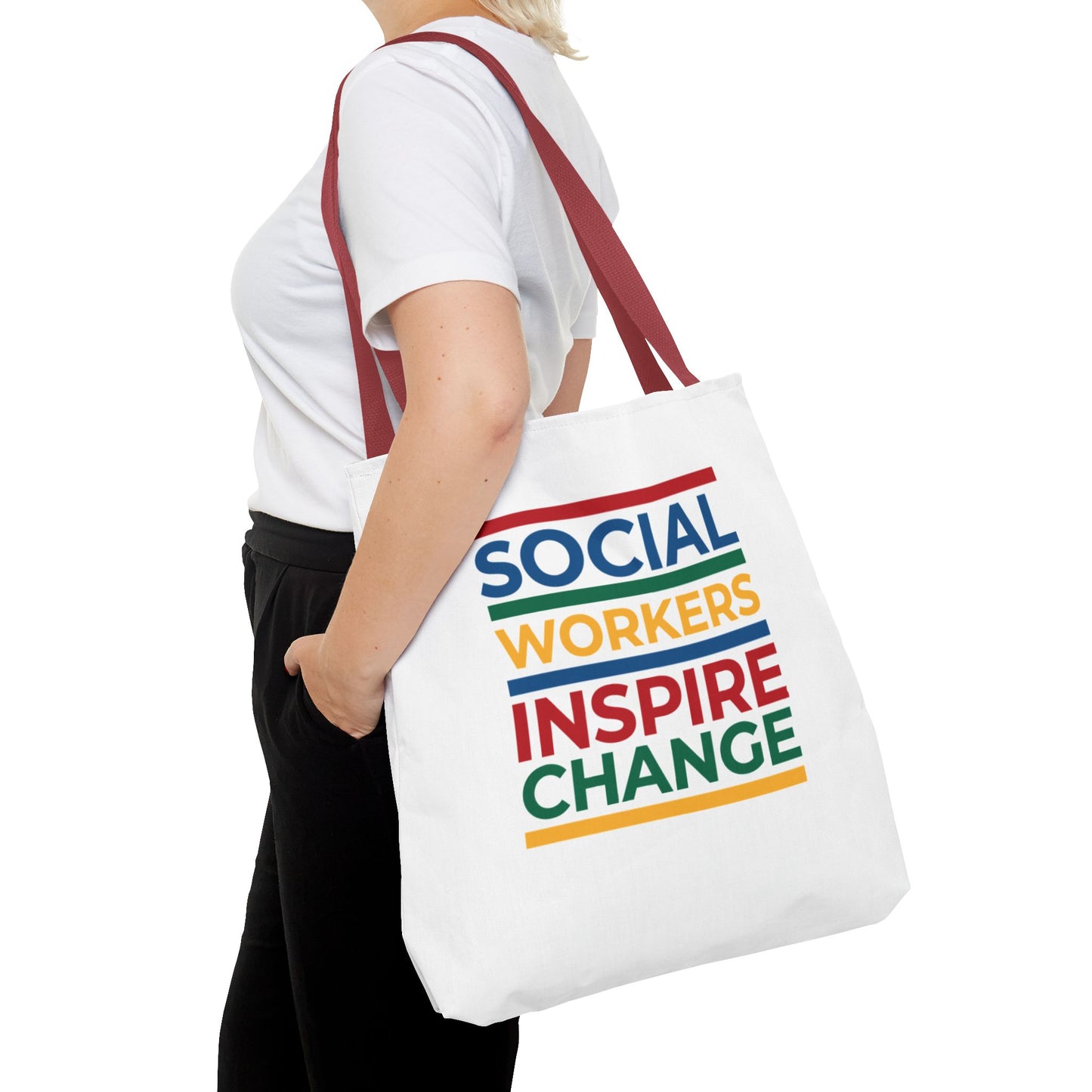 Social Worker Tote Bag — Inspirational "Social Workers Inspire Change" Two Side Design