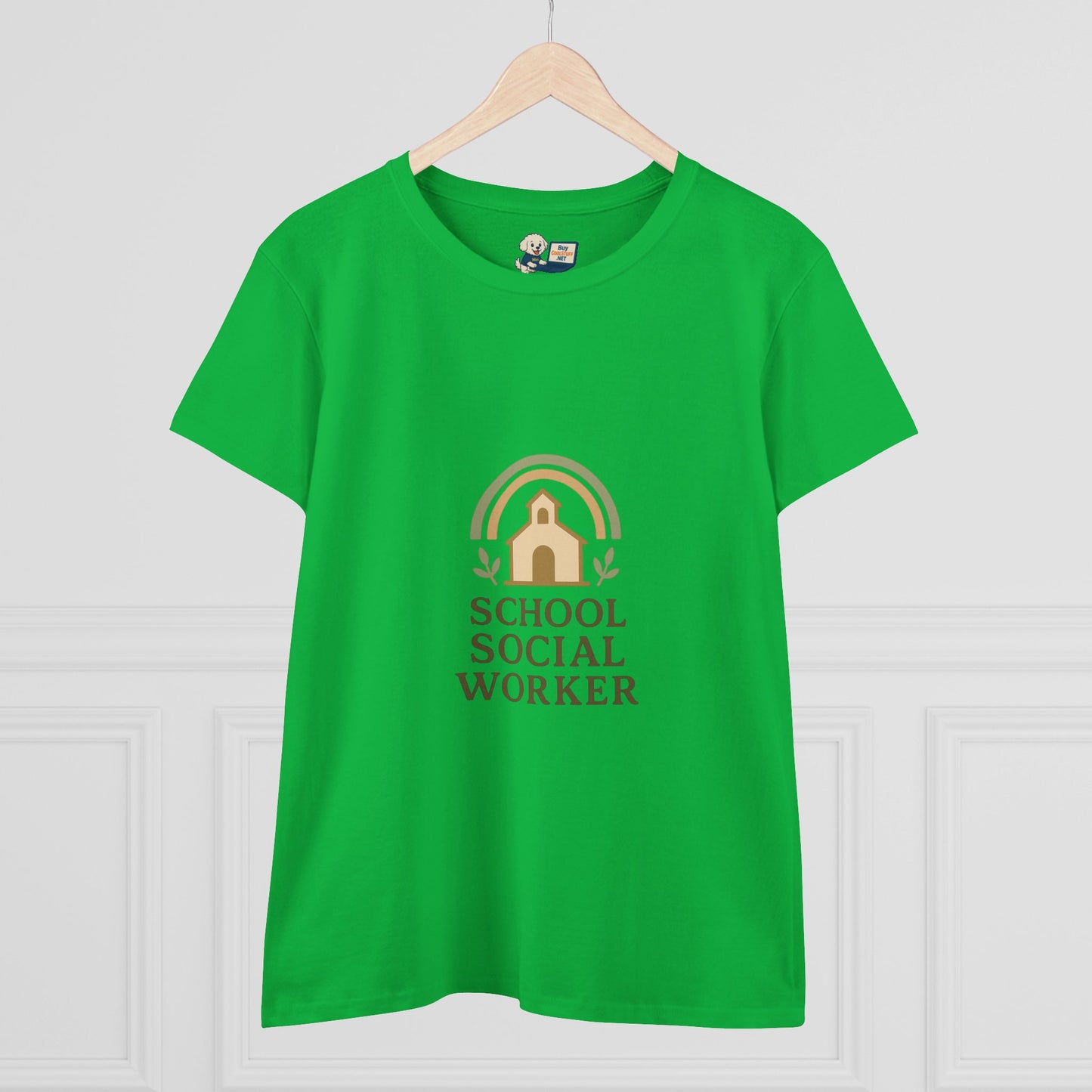 School Social Worker with Earth Tone Logo -Women's Midweight Cotton T-Shirt