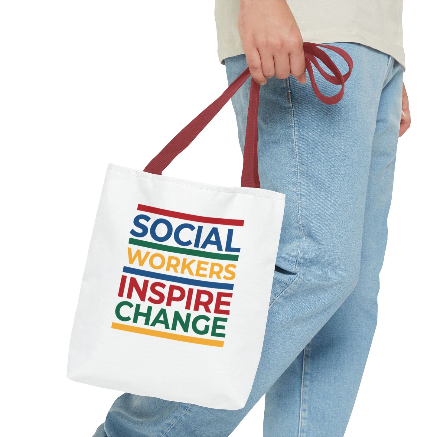 Social Worker Tote Bag — Inspirational "Social Workers Inspire Change" Two Side Design