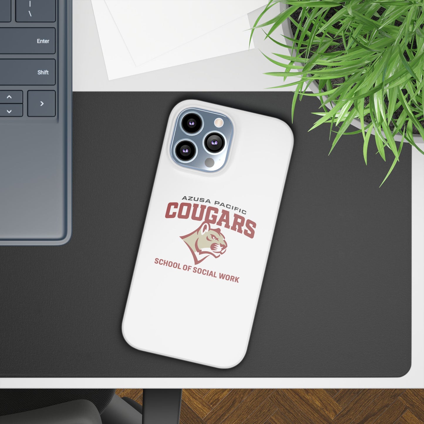 Azuza Pacific University - Slim I-Phone Case - School of Social Work (White)