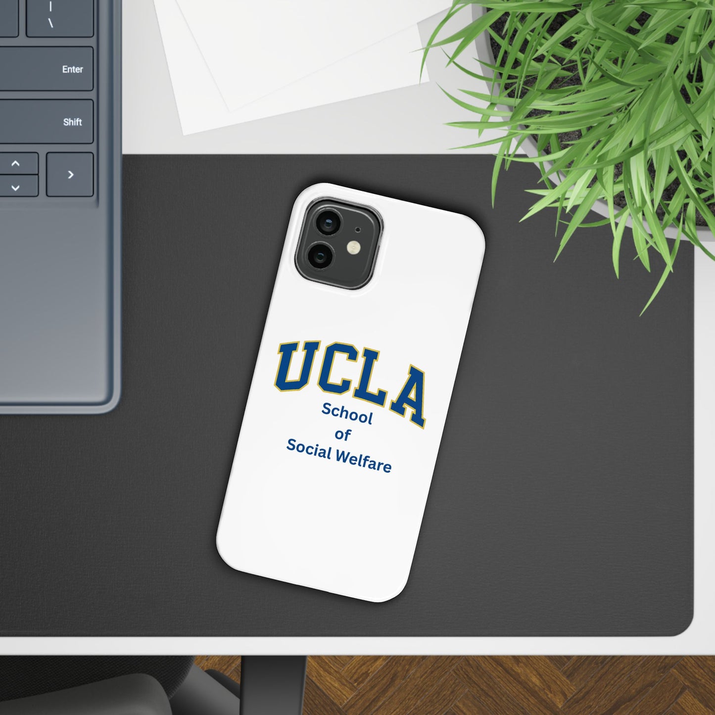 UCLA Slim I-Phone Case - School of Social Welfare-Text Logo (White)