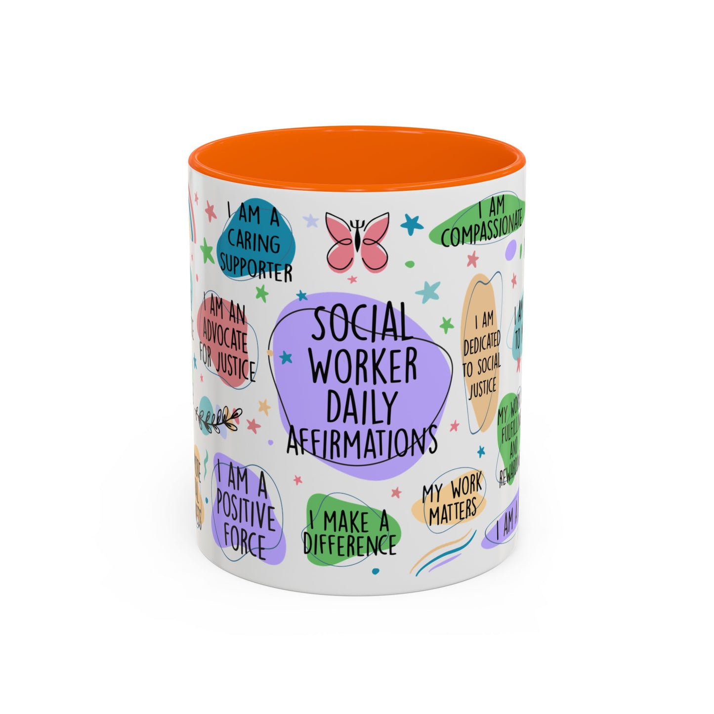 Social Worker Daily Affirmations Accent Coffee Mug — Inspirational -15oz