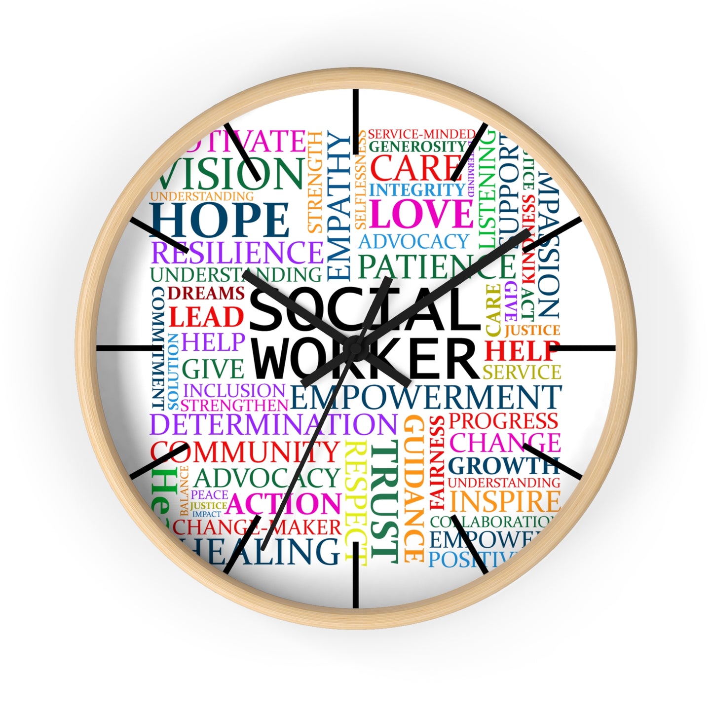 Social Worker Word Cloud Wall Clock — Inspirational Office Decor Gift