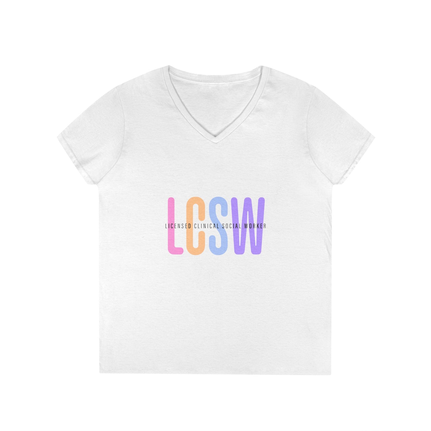 LGBTQ+ Pride Pastel Ombre 'LCSW' V‑Neck Tee — Pride Shirt