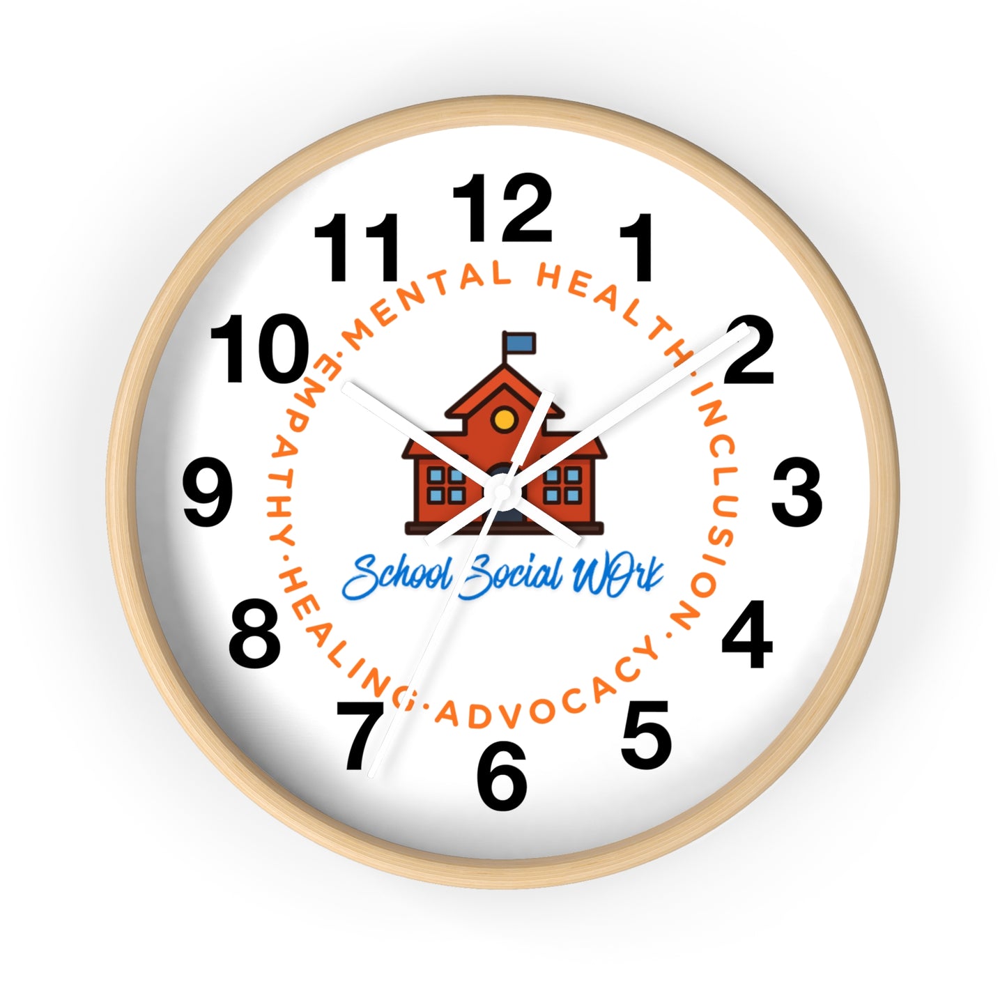 School Social Work Wall Clock - Advocate for Mental Health & Inclusion (WITH NUMBERS)