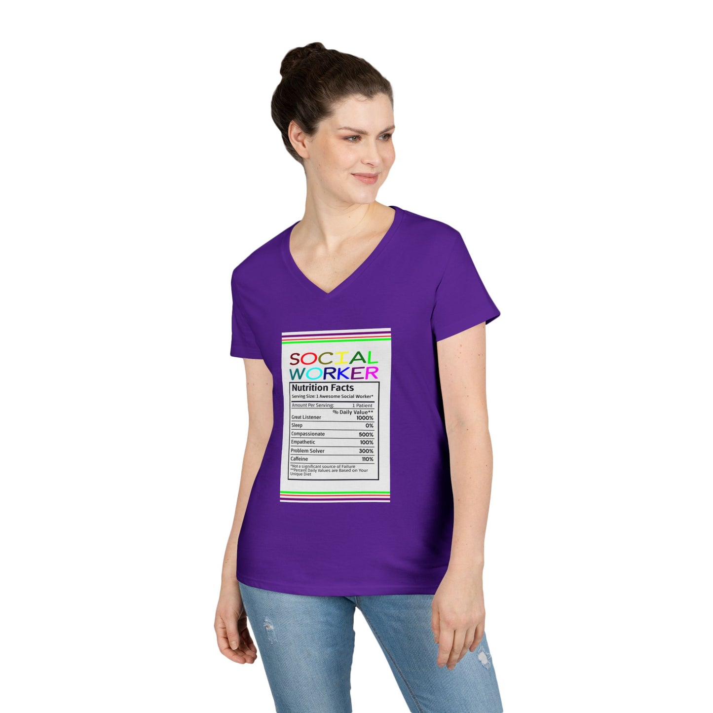Social Worker Nutrition Facts V-Neck Tee — Women's Social Worker Gift