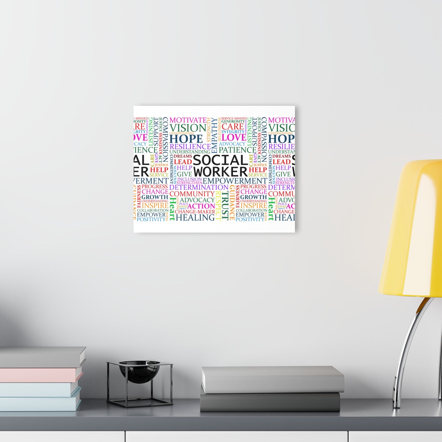 Social Worker Word Cloud Acrylic Print — Motivational Wall Art (French Cleat Hanging)