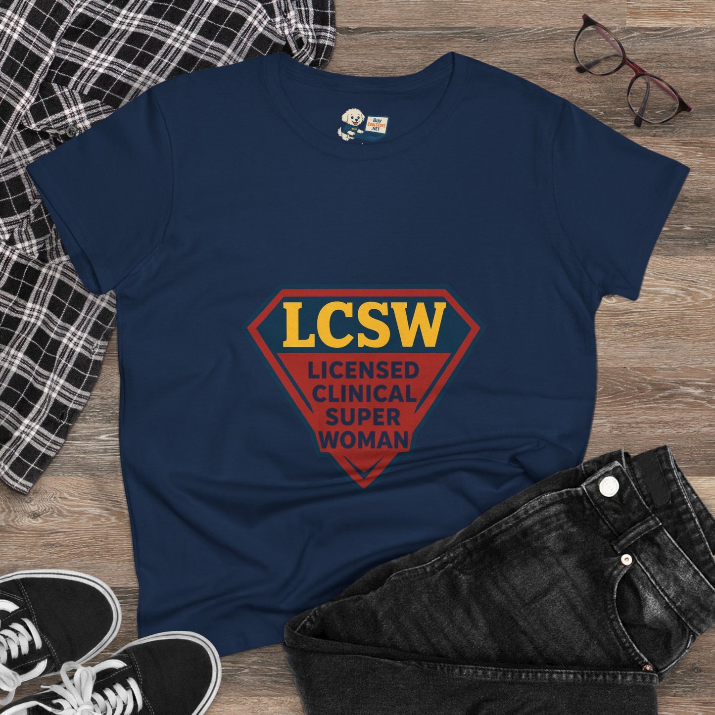 LCSW = Licensed Clinical Super Woman Tee – Saving the World, One Session at a Time Women's Midweight Cotton T-Shirt - Social Work