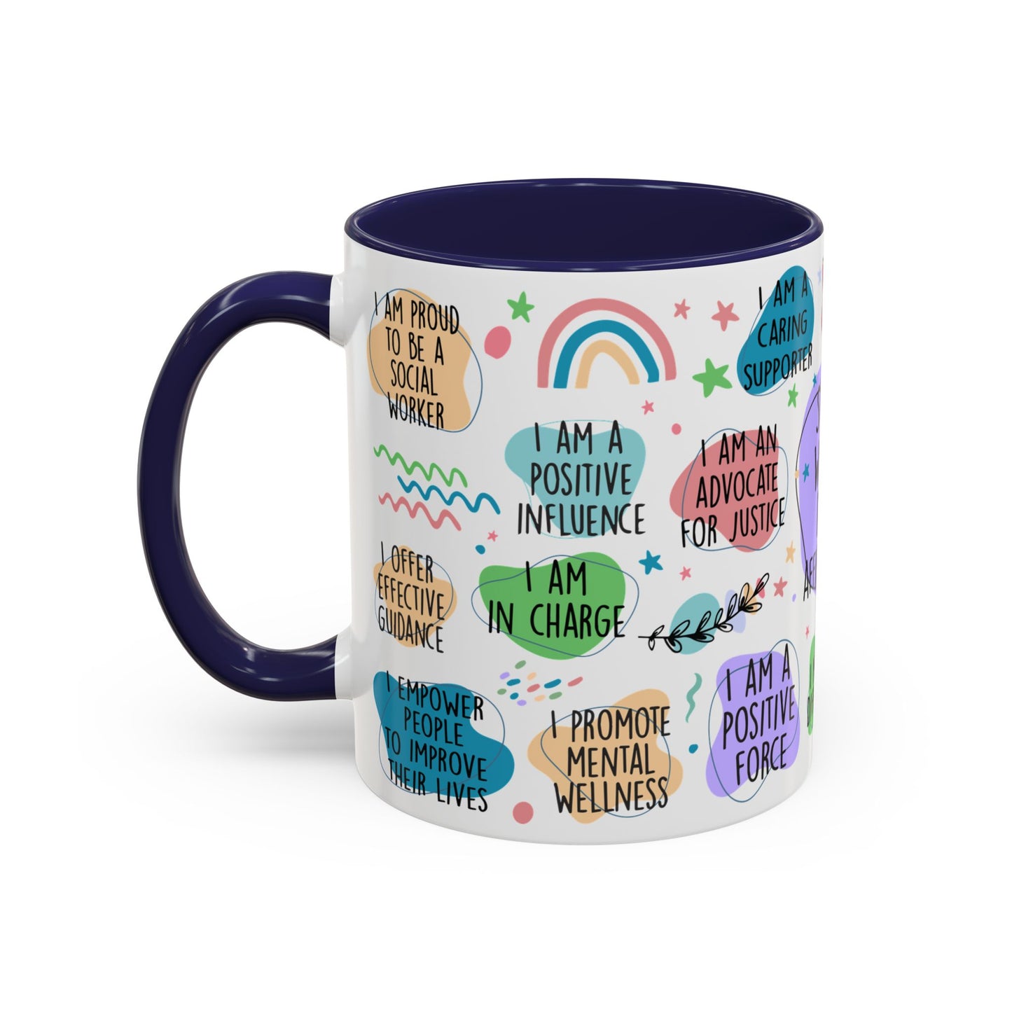 Social Worker Daily Affirmations Accent Coffee Mug — Inspirational -15oz