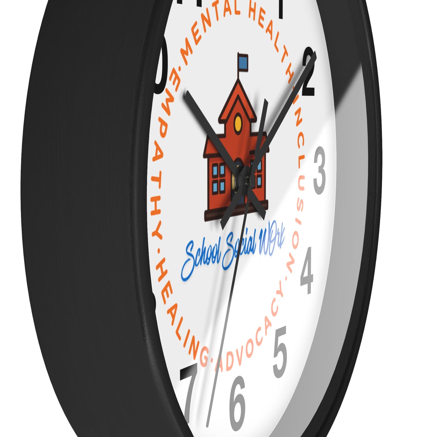 School Social Work Wall Clock - Advocate for Mental Health & Inclusion (WITH NUMBERS)