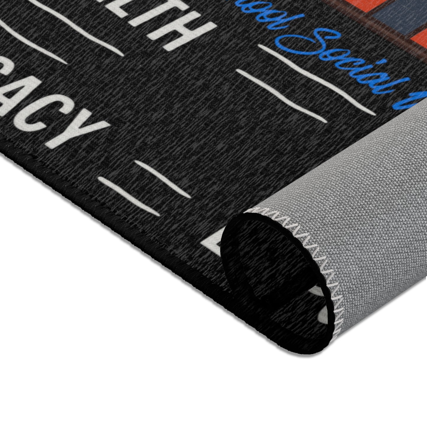 School Social Work Inspirational Area Rug - Black With Logo