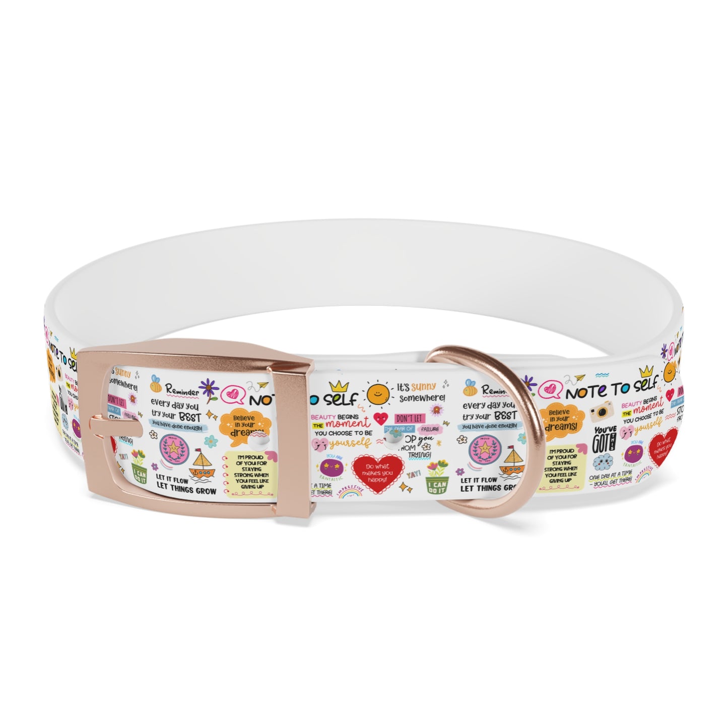 Dog Collar — Whimsical 'Note to Self' Positive Words Quote Pattern Pet Collar