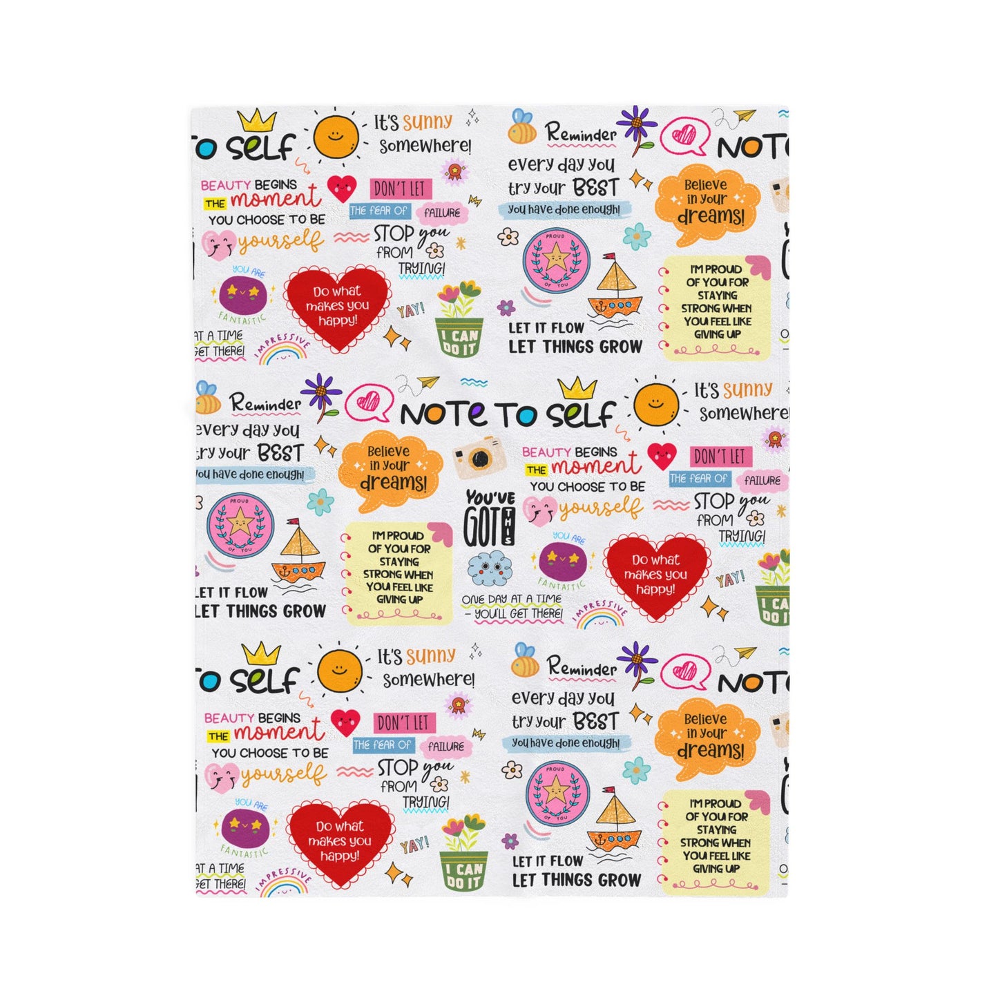 Motivational Quote Plush Blanket – “Note to Self” Cozy Velveteen Throw - Social Work