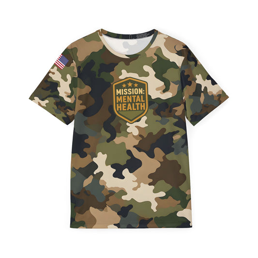 Military Social Work - Men's "Mission: Meltal Health" - Fatigue Camouflage Sports Jersey