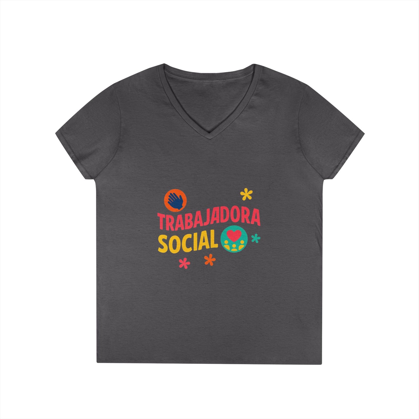 Trabajadora Social V-Neck Tee — Spanish Social Worker T-Shirt, Colorful Empowerment Gift