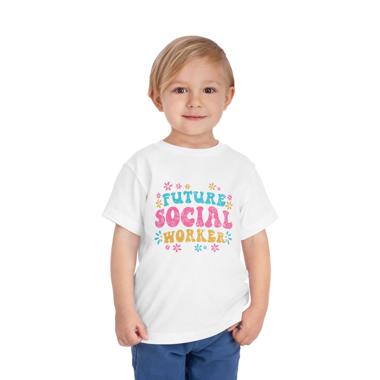 Toddler Tee - "Future Social Worker" Colorful Floral Graphic