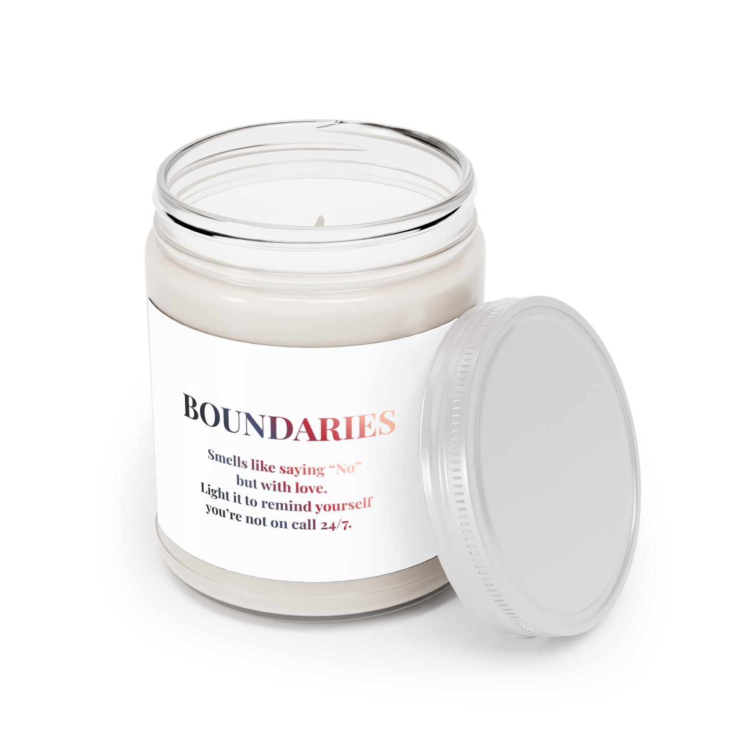 Boundaries Scented Soy Candle — 9oz Motivational Jar Candle (White Lid)