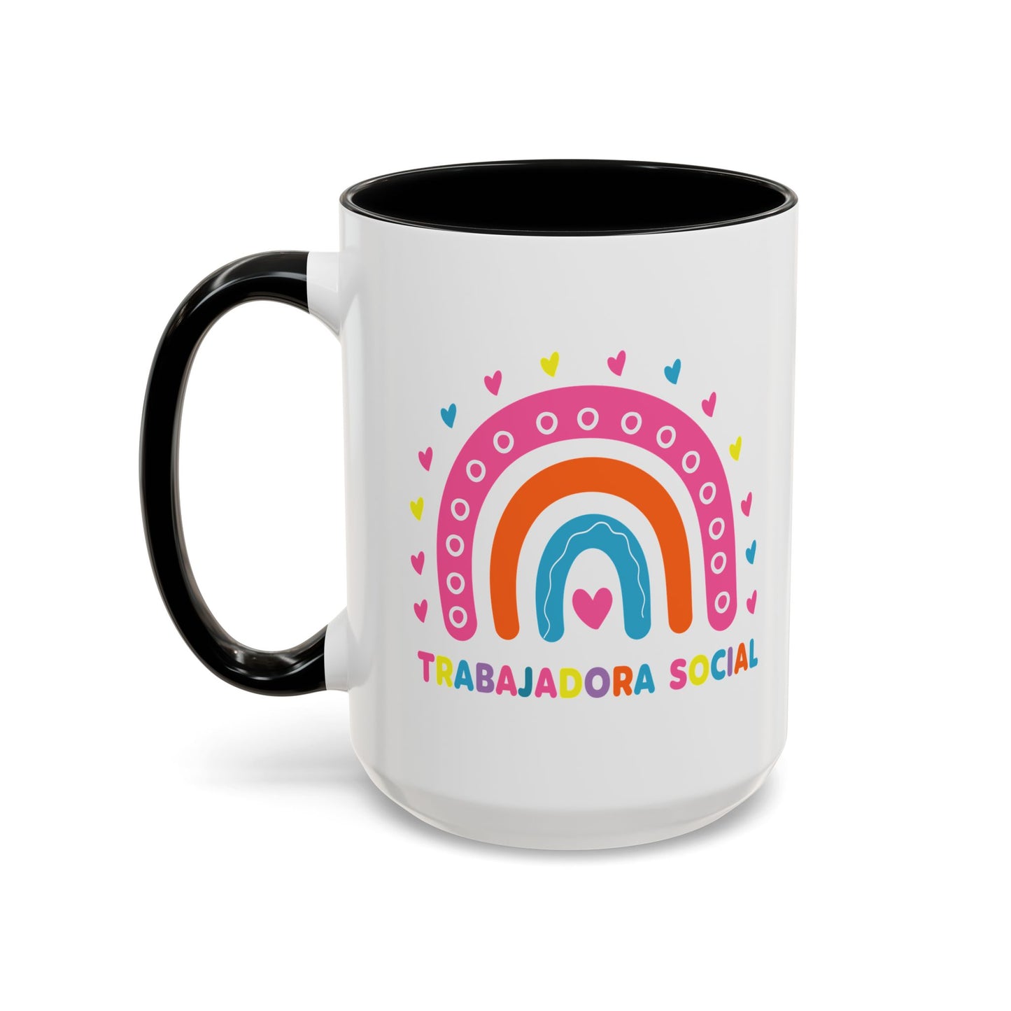 Accent Coffee Mug - 'Trabajadora Social' Colorful Rainbow Social Worker Gift (15 oz)