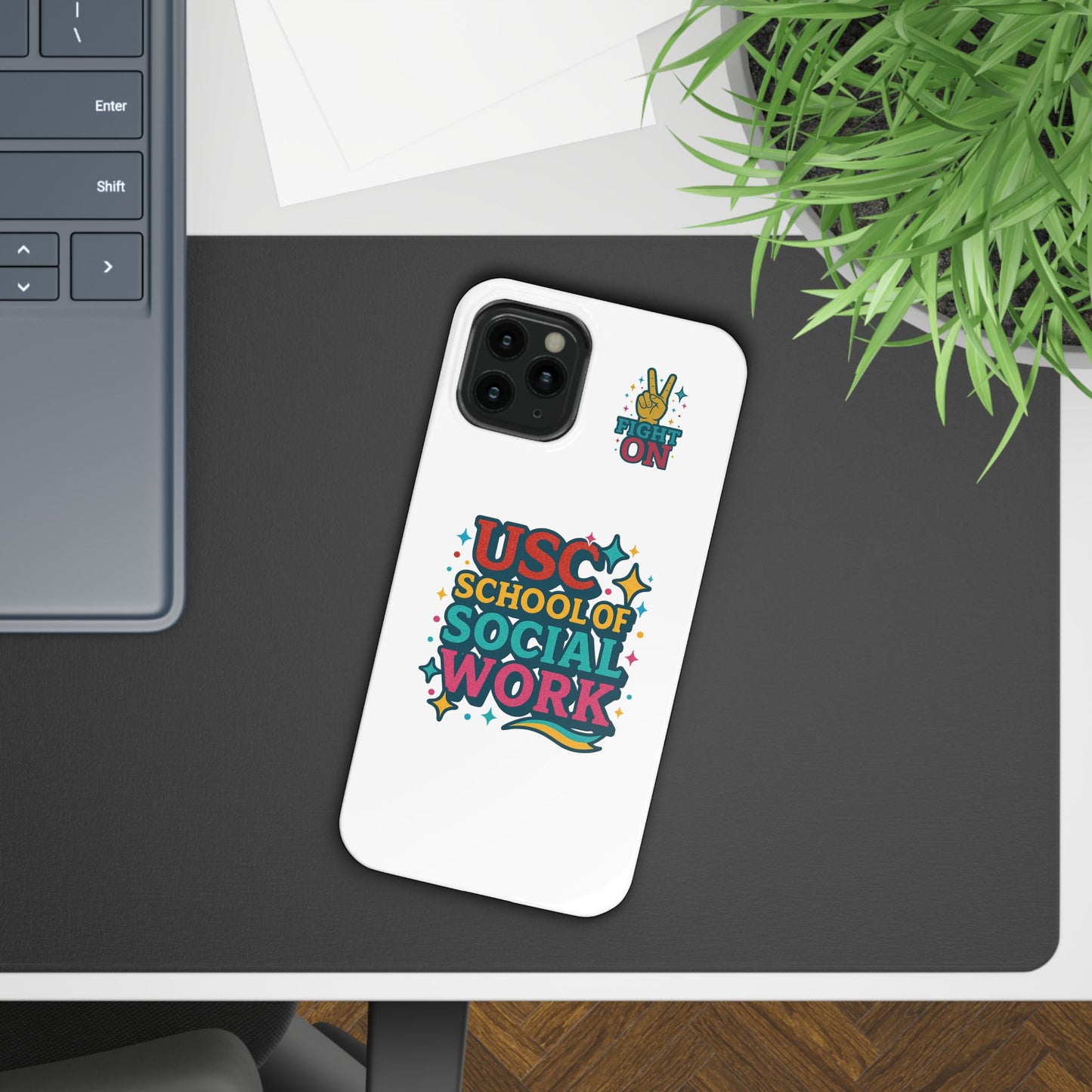 USC Trojans Slim I-Phone Case - School of Social Work - Glitter Style