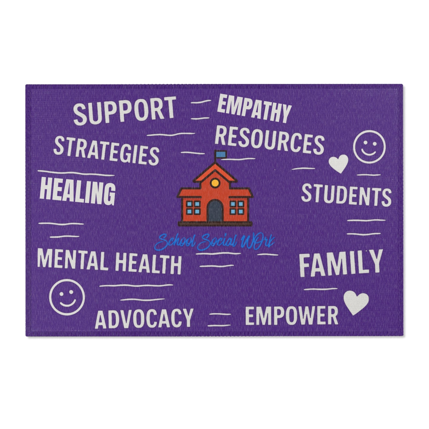 School Social Work Inspirational Area Rug - Purple With Logo