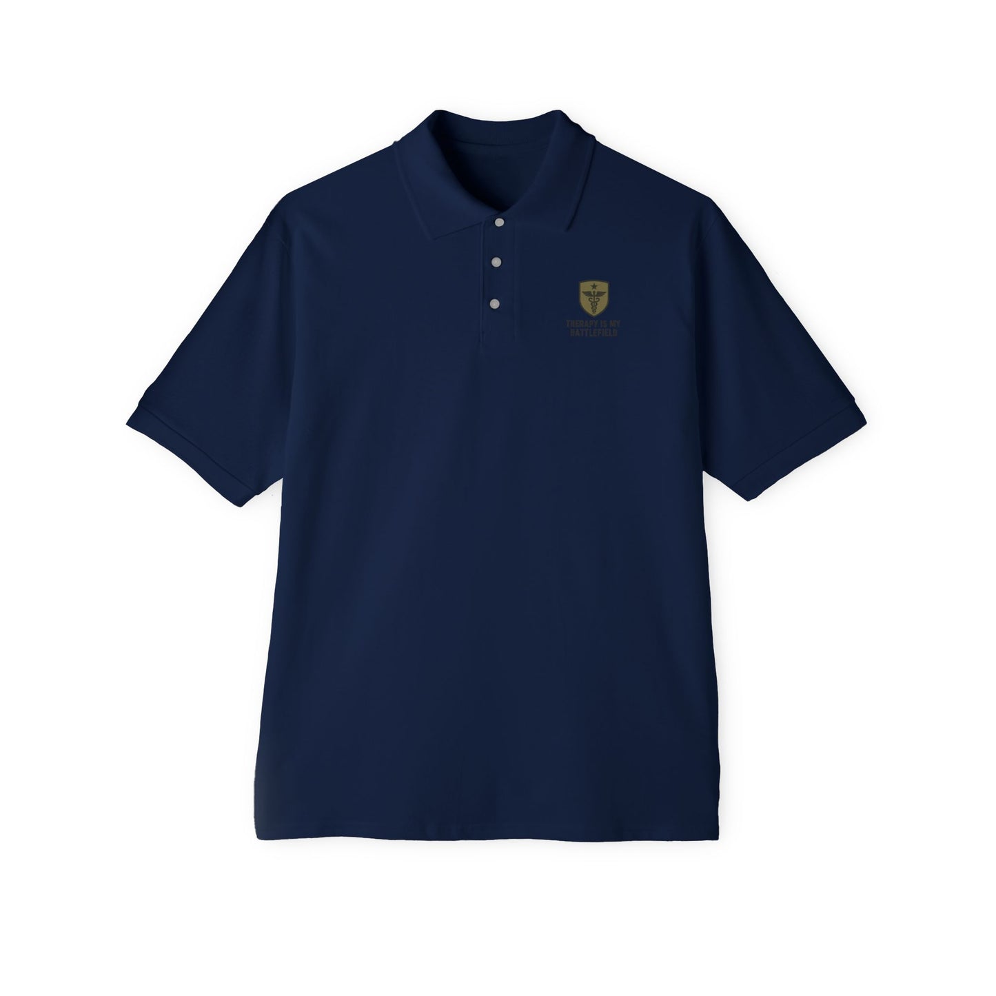 Military Social Work "Therapy is My Battlefield" -Classic Men's Piqué Polo with Emblem
