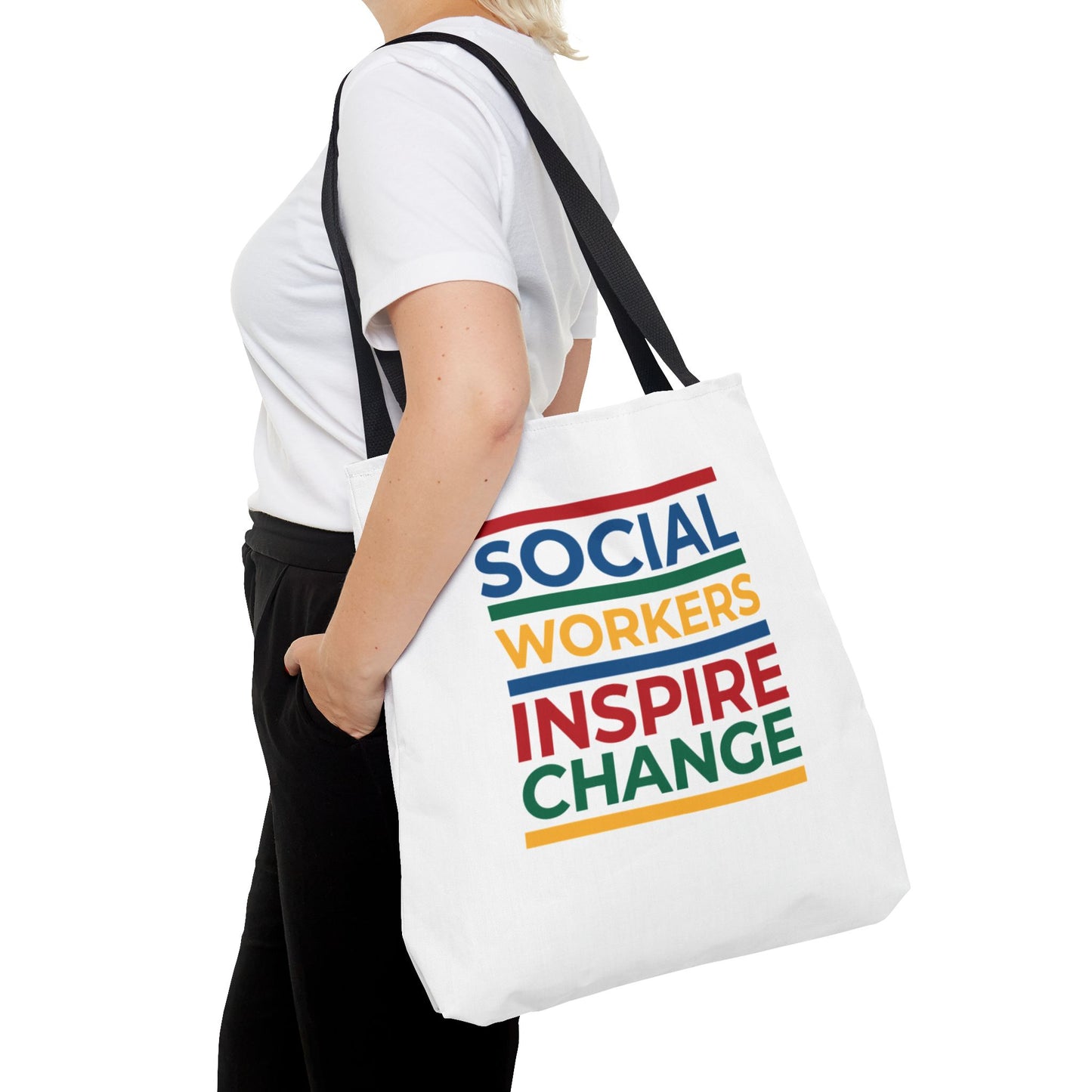 Social Worker Tote Bag — Inspirational "Social Workers Inspire Change" Two Side Design