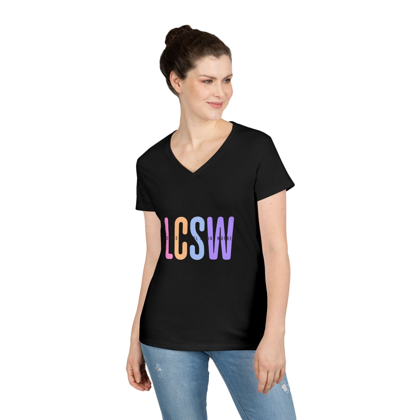 LGBTQ+ Pride Pastel Ombre 'LCSW' V‑Neck Tee — Pride Shirt