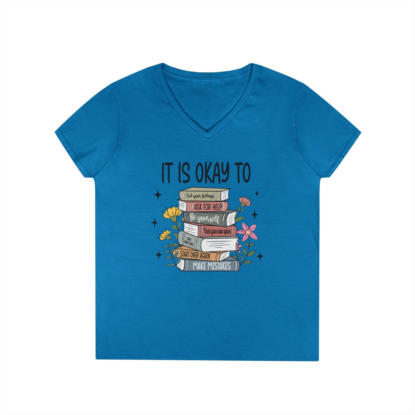 Ladies' V-Neck T-Shirt - "It's OK" - School Social Worker