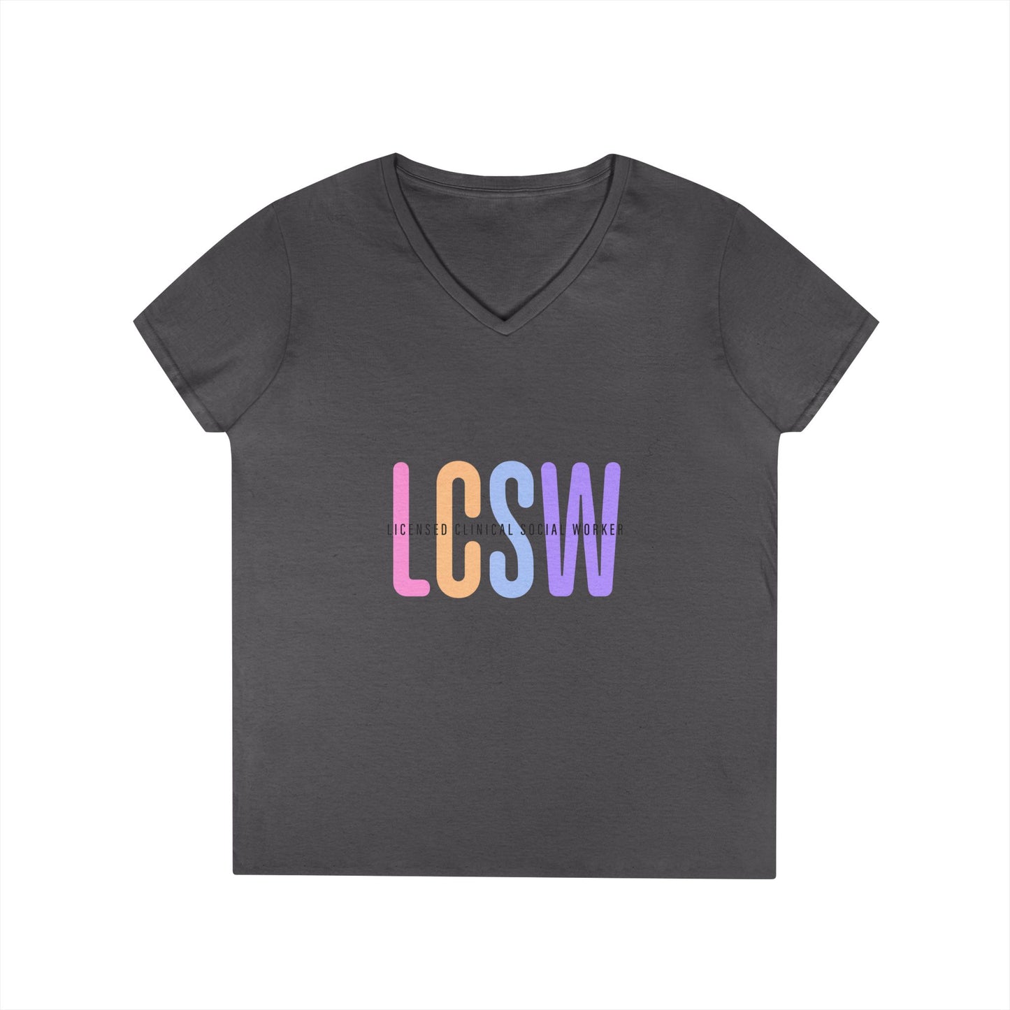 LGBTQ+ Pride Pastel Ombre 'LCSW' V‑Neck Tee — Pride Shirt