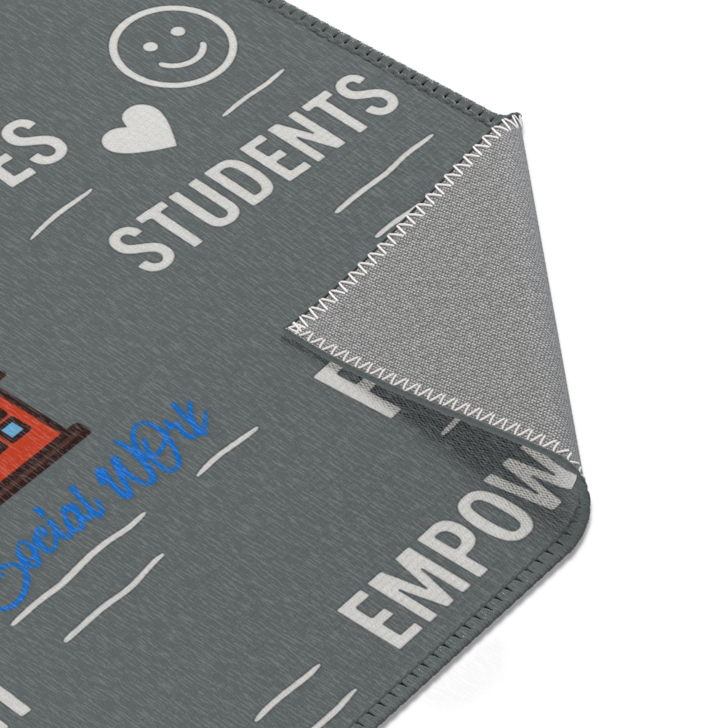 School Social Work Inspirational Area Rug - Charcoal With Logo