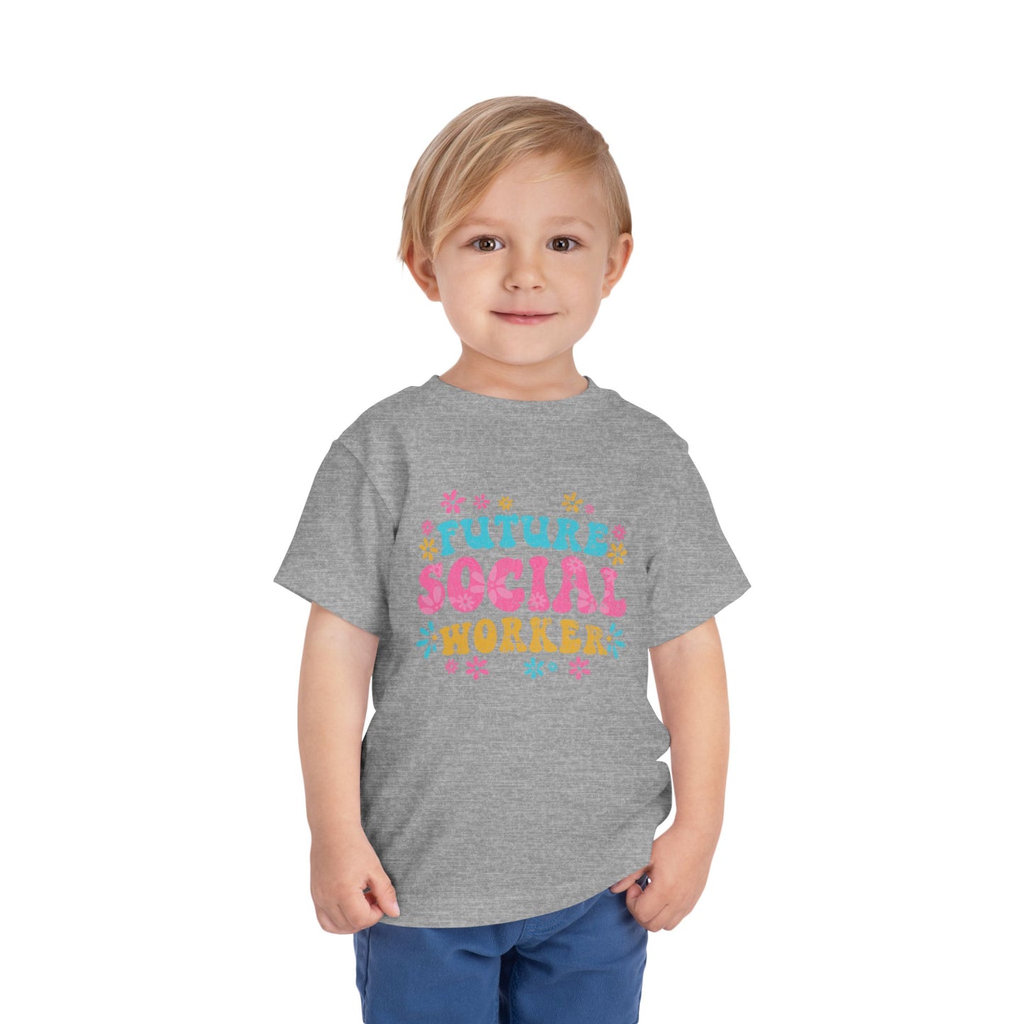 Toddler Tee - "Future Social Worker" Colorful Floral Graphic