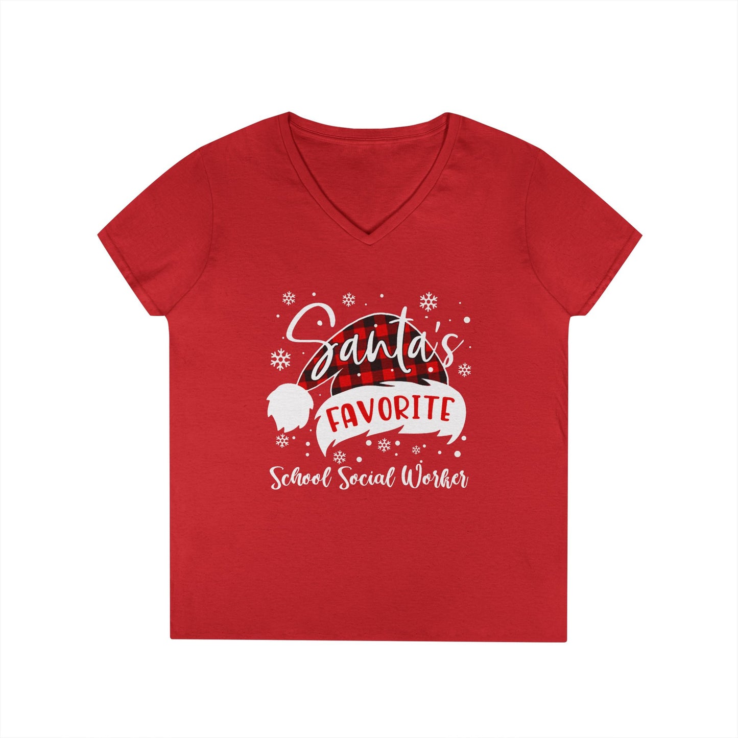 Santa's Favorite School Social Worker V-Neck Tee - Holiday Edition